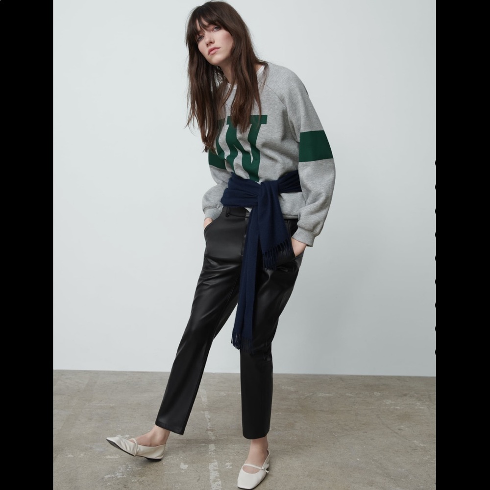 New Zara Faux Leather Pants Black - Picture 3 of 13